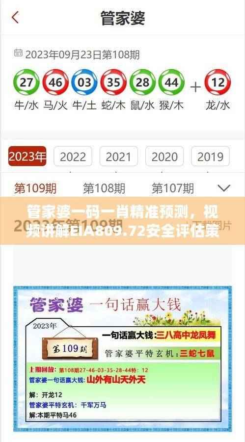 管家婆一码一肖精准预测,视频讲解EIA809.72安全评估策略