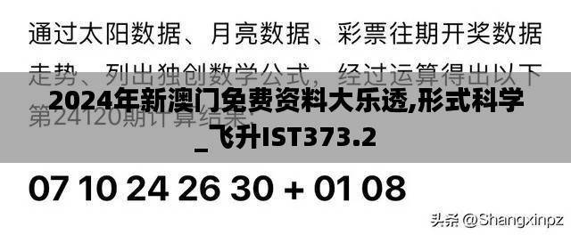 2024年新澳门免费资料大乐透,形式科学_飞升IST373.2