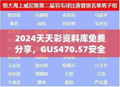2024天天彩资料库免费分享,GUS470.57安全评估策略详析