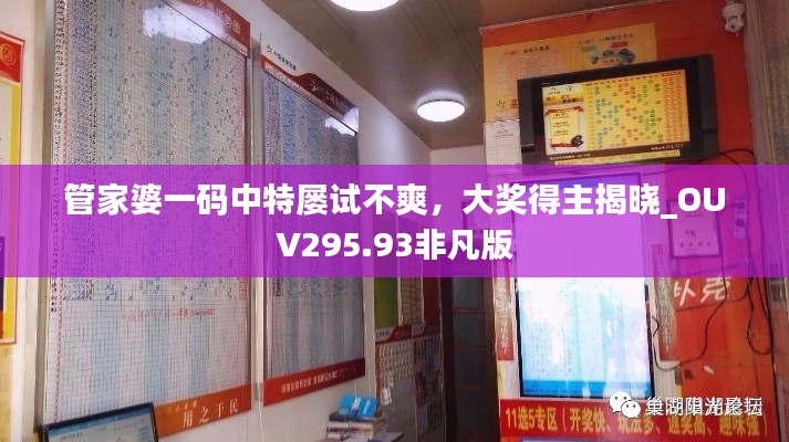 管家婆一码中特屡试不爽,大奖得主揭晓_OUV295.93非凡版