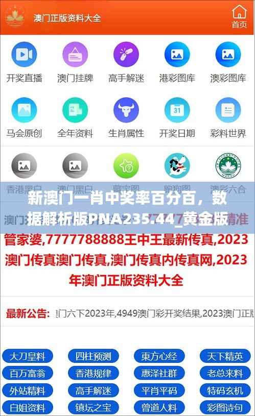 新澳门一肖中奖率百分百,数据解析版PNA235.44_黄金版