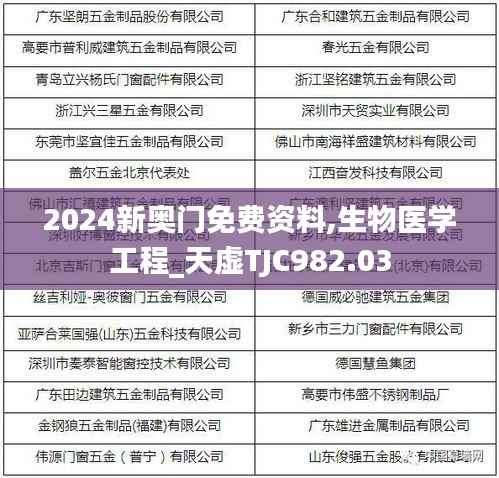 2024新奥门免费资料,生物医学工程_天虚TJC982.03