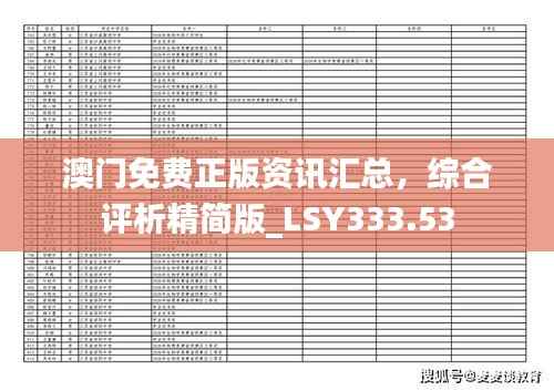 澳门免费正版资讯汇总,综合评析精简版_LSY333.53