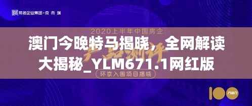澳门今晚特马揭晓,全网解读大揭秘_YLM671.1网红版