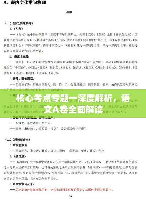 核心考点专题一深度解析,语文A卷全面解读