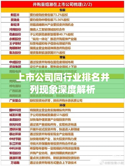 上市公司同行业排名并列现象深度解析